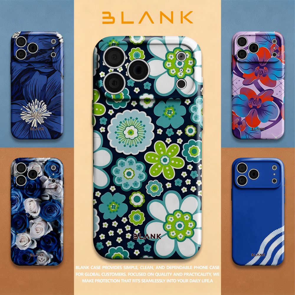 Phone Case Blank Print - Blue and Green Floral Print For