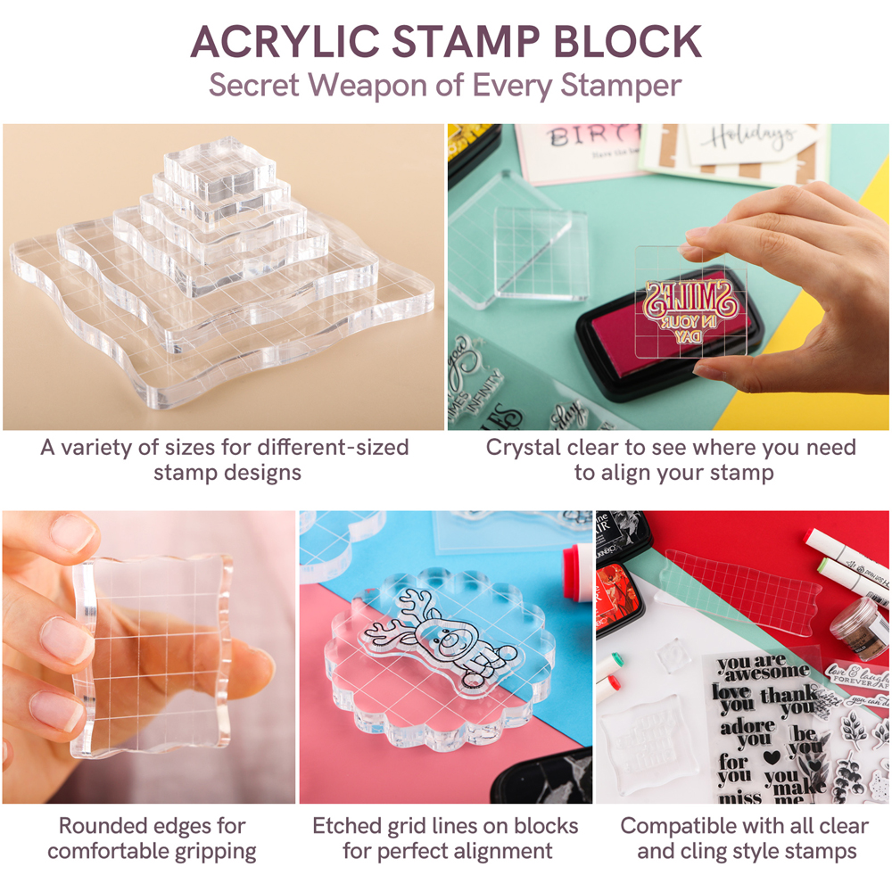 3pcs Clear Acrylic Stamp Block - Photo Acrylic Block のレビューと価格
