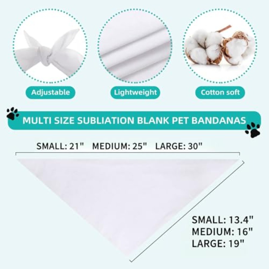 Blank Dog Bandanas Large-1PCS, - Bandana Blank White のレビューと価格