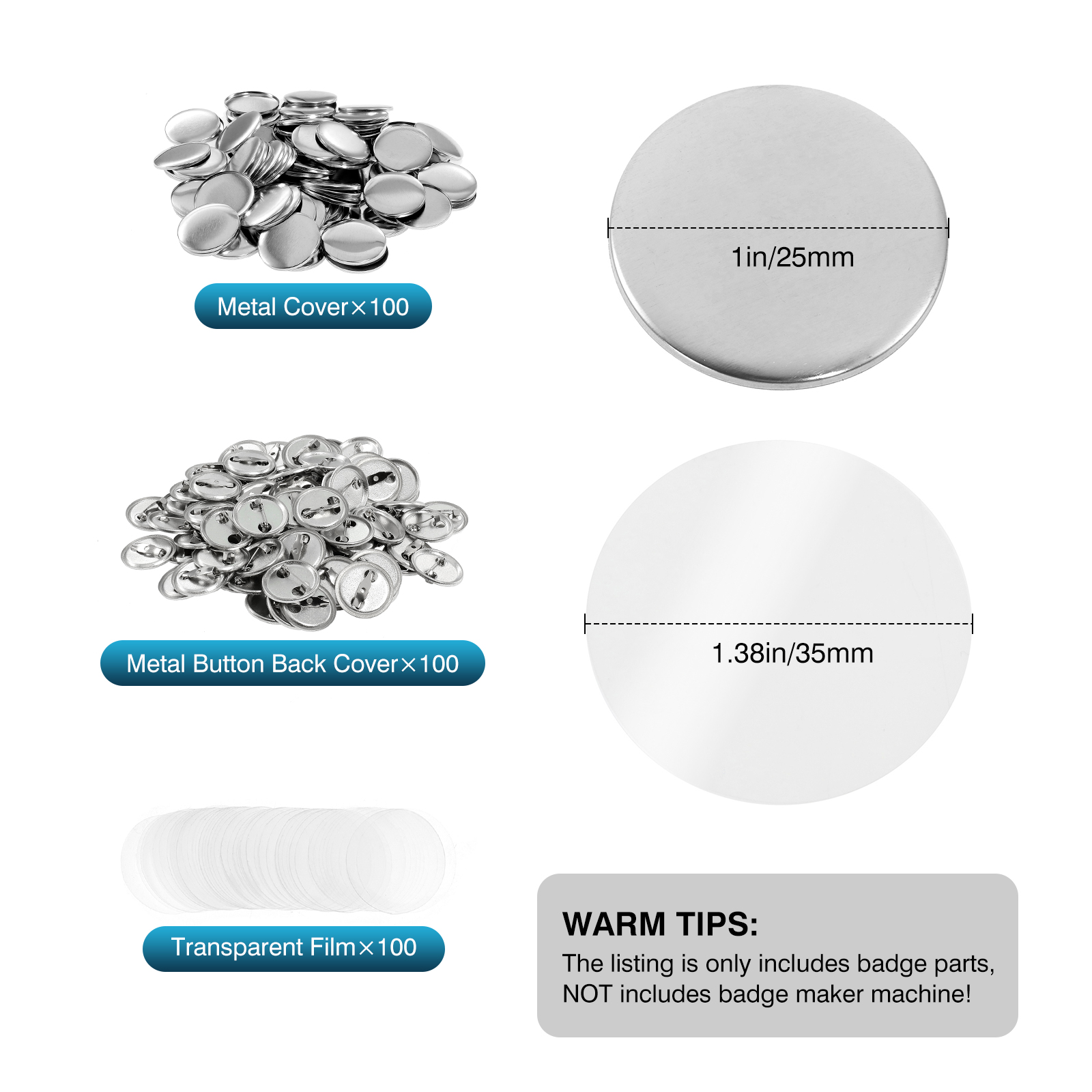 100Pcs Mini DIY Round Mirror M - Button Badge Blank のレビューと価格