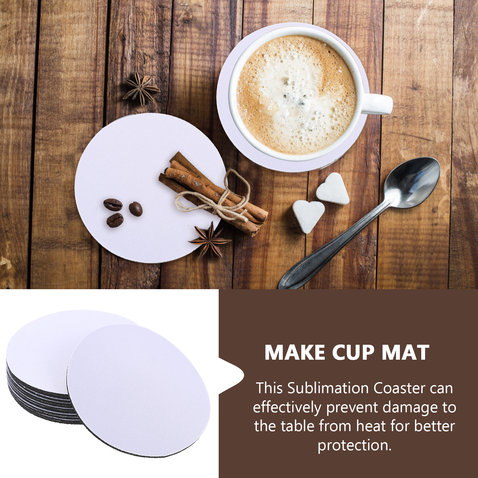 10Pcs Blank Heat Transfer Coas - Coaster Sublimation Blank のレビューと価格