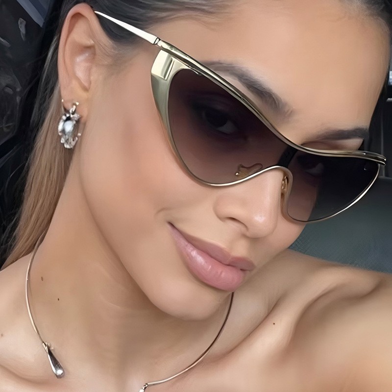 Rimless Y2K Style Sunglasses R - Metal Photo Panel のレビューと価格