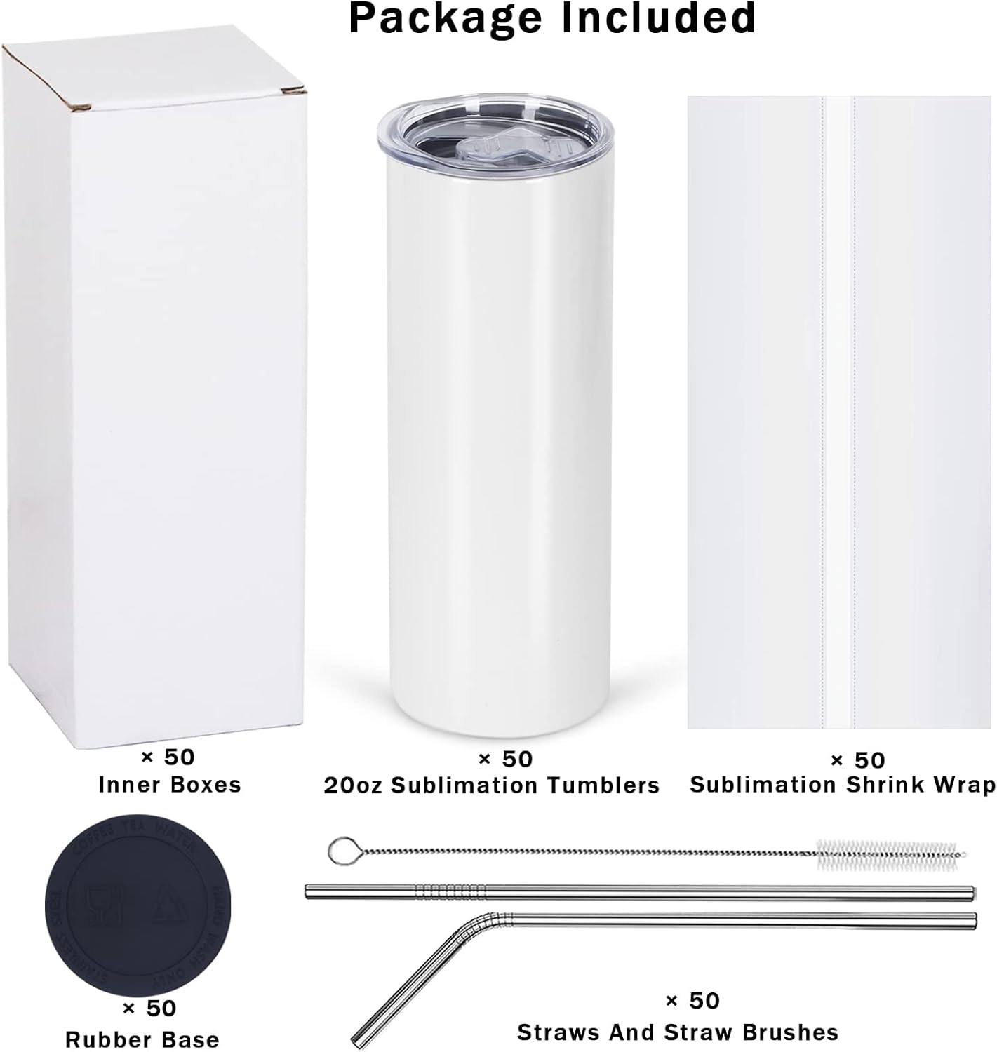 50 Pack Sublimation Tumblers B - Tumbler 20Oz White のレビューと価格