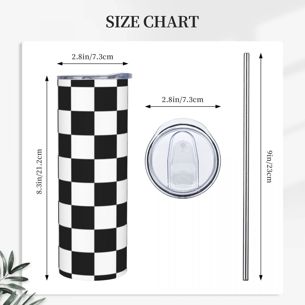 Black And White Checkerboard S - Tumbler 20Oz White のレビューと価格