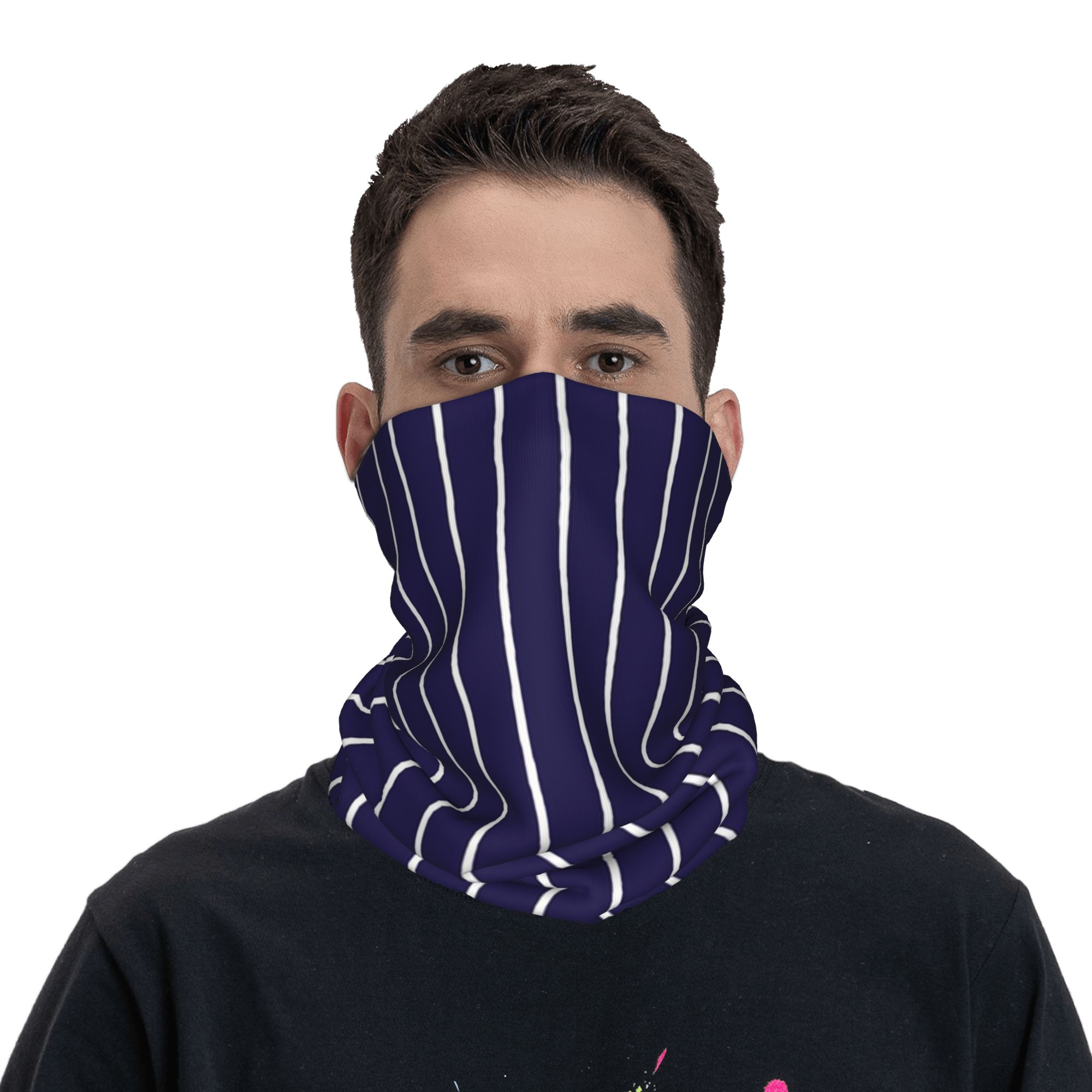 Navy Blue and White stripes Pi - Bandana Blank White のレビューと価格