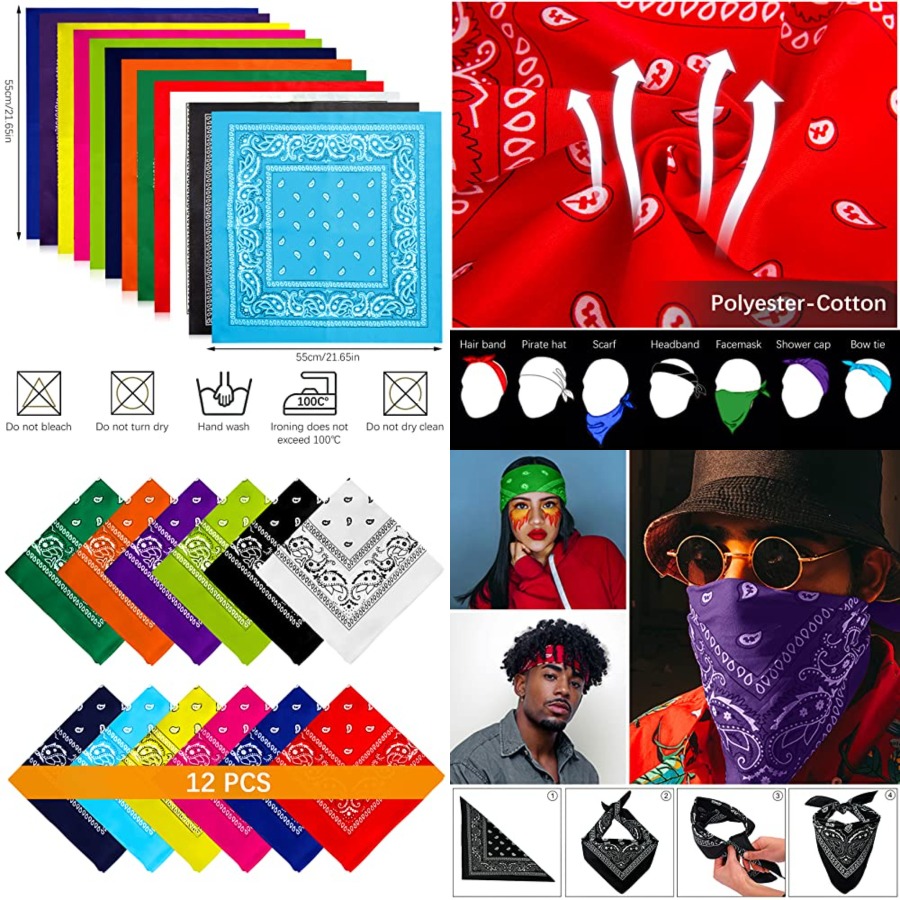 12- Bandanas for Men Women Pai - Bandana Blank White のレビューと価格