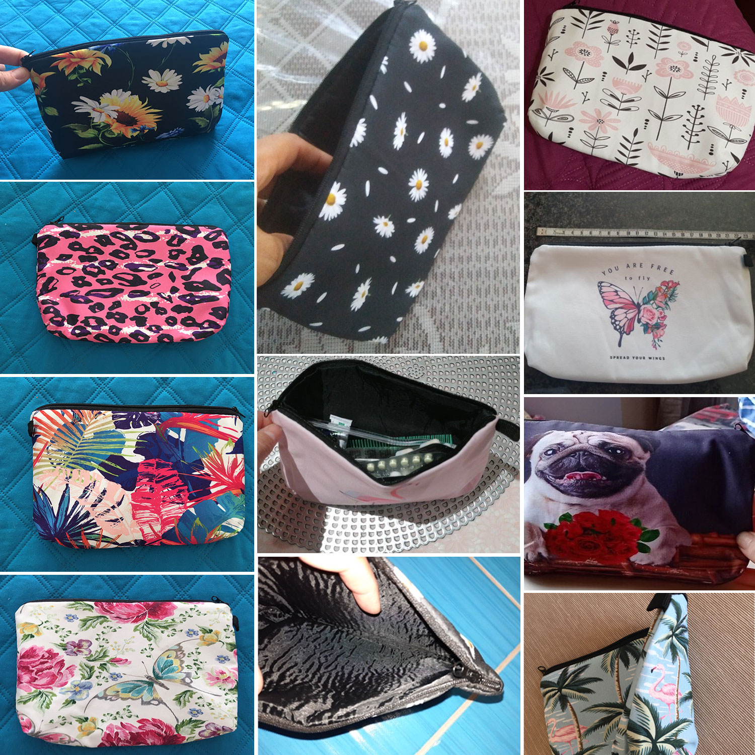 Bright Red Rose Print Cosmetic - Pillow Cover Sublimation のレビューと価格