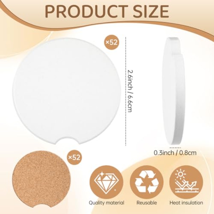 312 Pcs Ceramic Car Coasters 2 - Coaster Sublimation Blank のレビューと価格