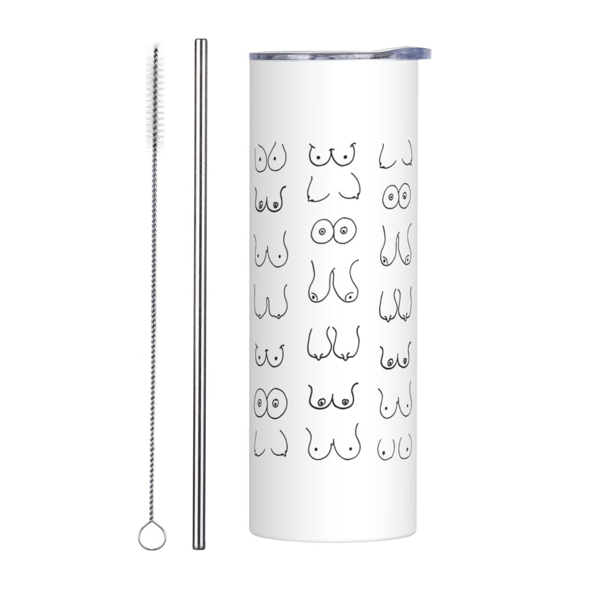 Black And White Tits Drawing S - Tumbler 20Oz White のレビューと価格