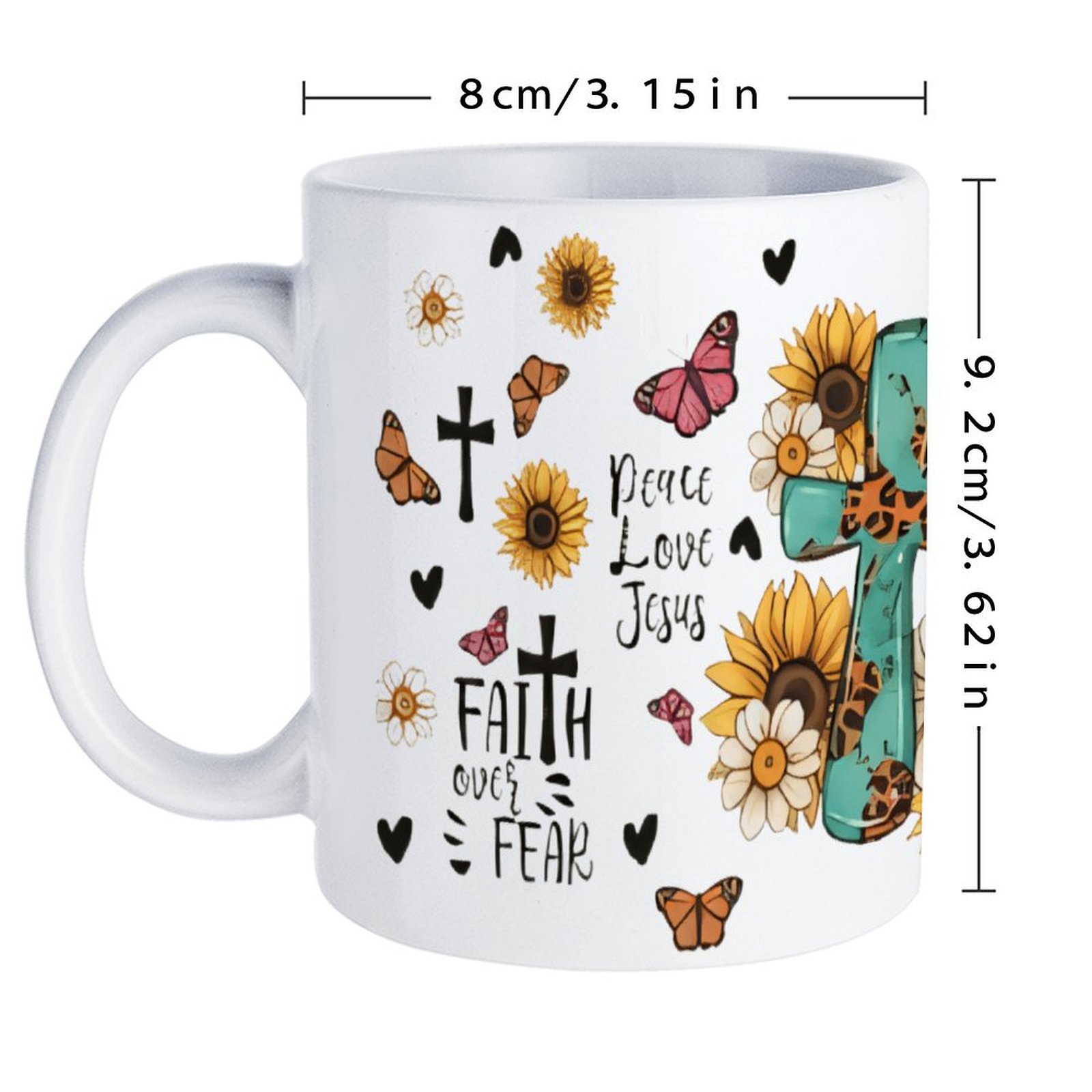 A Cross Surrounded By Sunflowe - Sublimation Mug White のレビューと価格