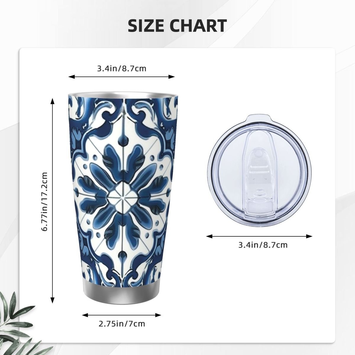Blue And White Majolica Patter - Tumbler 20Oz White のレビューと価格