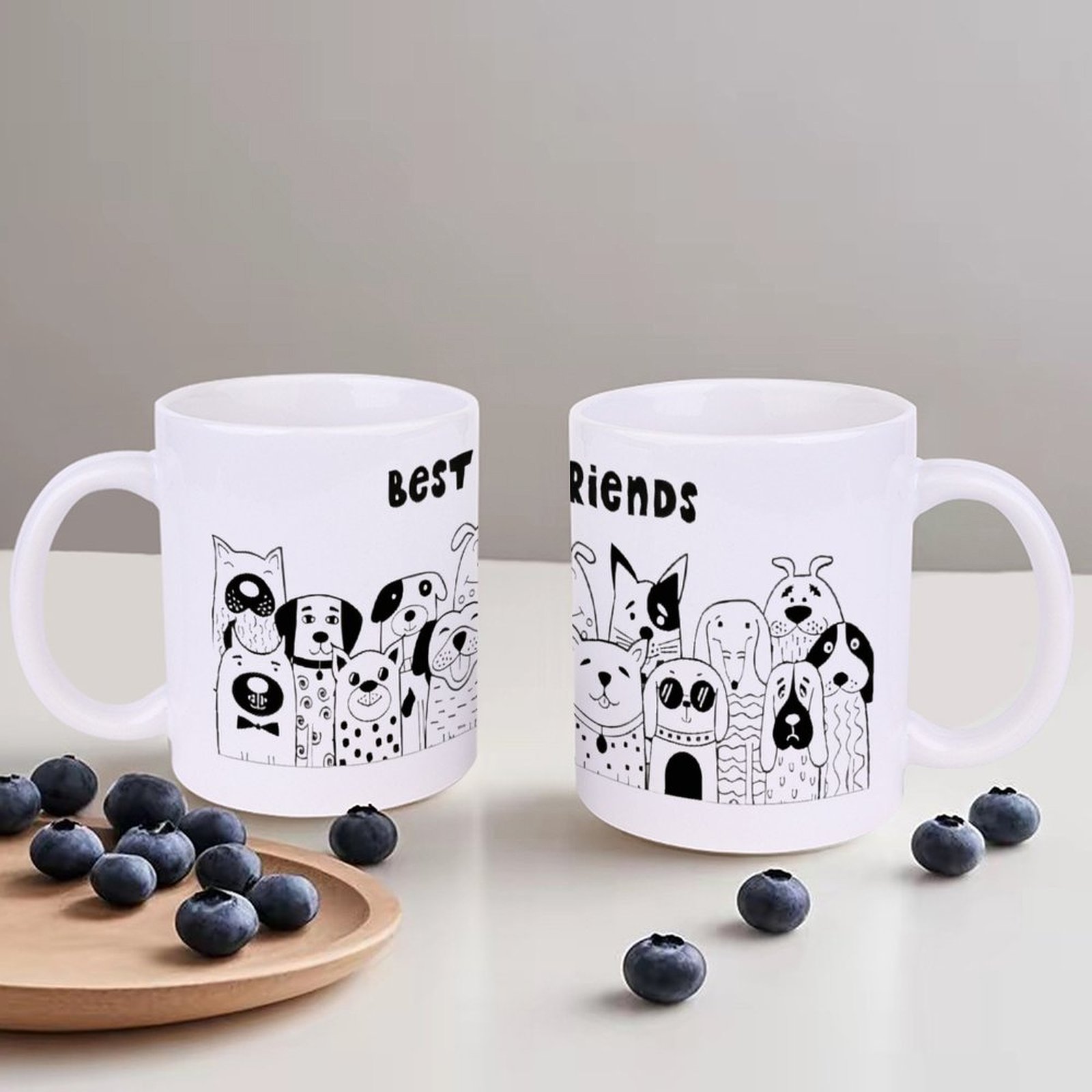 Illustration Of Dogs With The  - Sublimation Mug White のレビューと価格