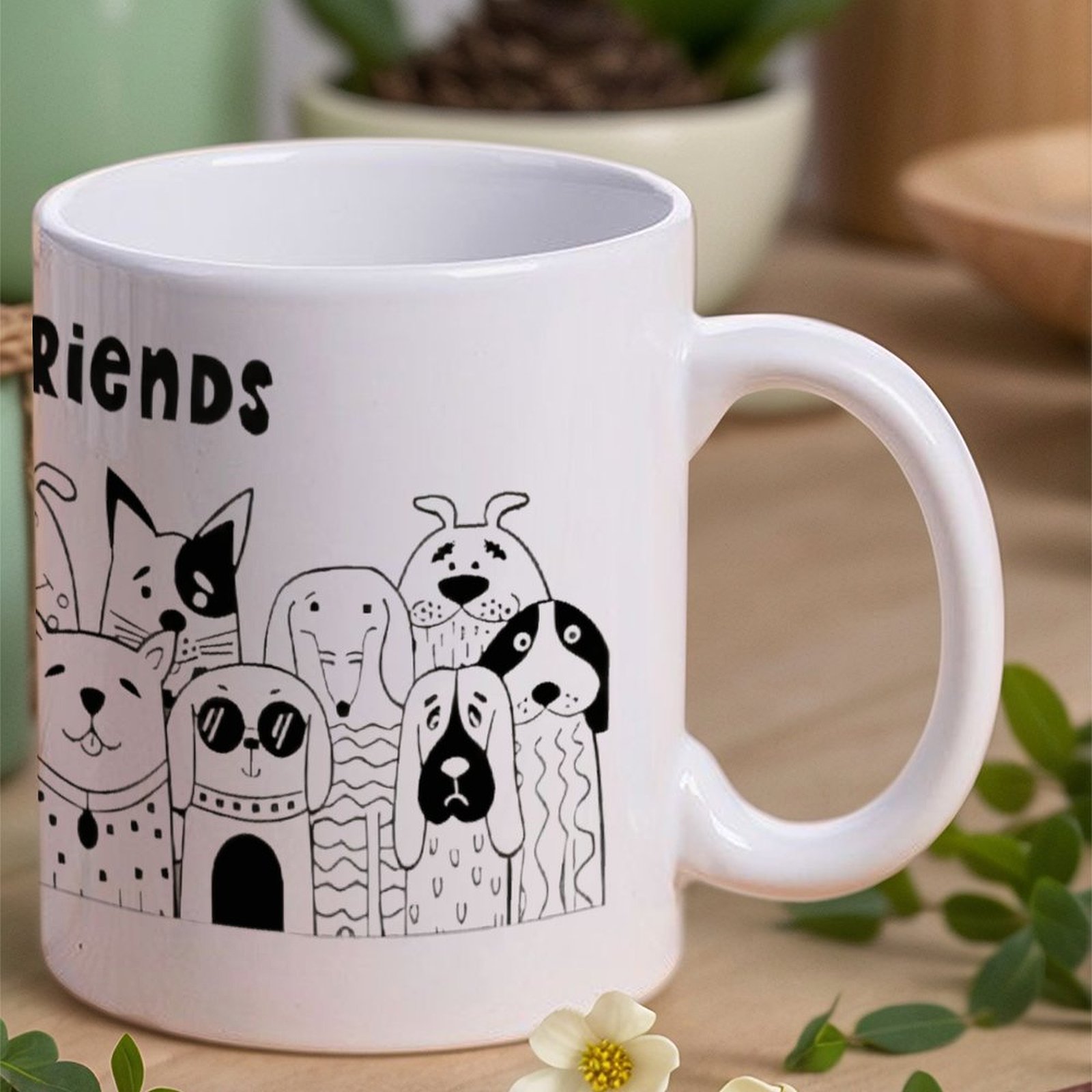 Illustration Of Dogs With The  - Sublimation Mug White のレビューと価格